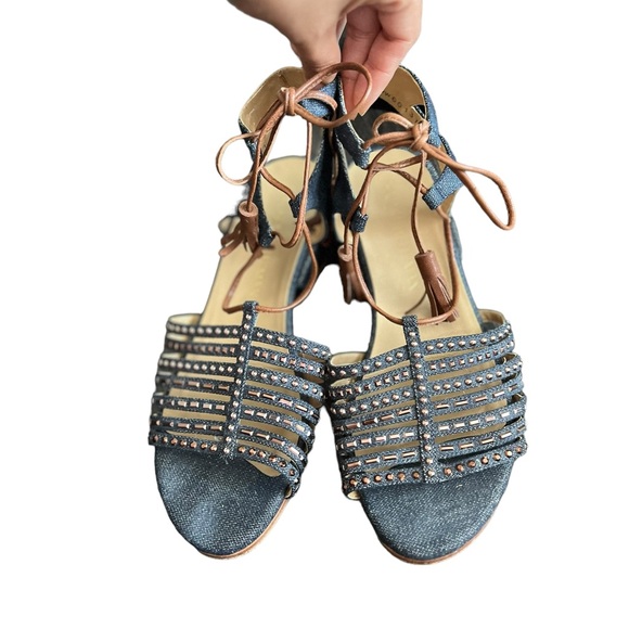 STUART WEITZMAN Skippity Tassel Denim Sandals - Picture 10 of 16